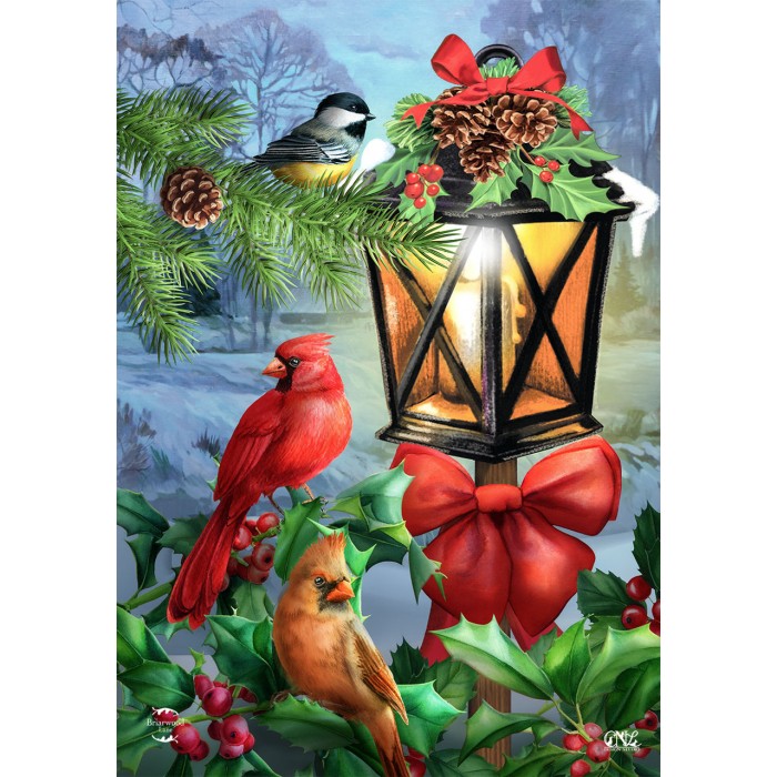 Autour de la lanterne - Drapeau décoratif d'hiver