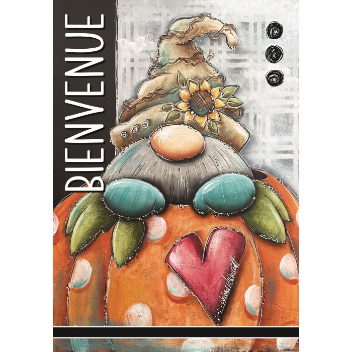Gnome d'automne par Valérie Migneault - Drapeau décoratif